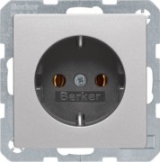 SCHUKO-Steckdose alu/samt m.Schraubliftklemmen 41436084 