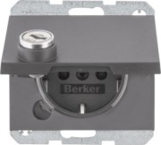 SCHUKO-Steckdose anth/mt Schraub-Liftklemmen 41637006 
