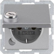 SCHUKO-Steckdose alu/mt Steckklemme, Schloss 47636084 
