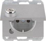 SCHUKO-Steckdose alu/mt Steckklemme, Schloss 47637003 