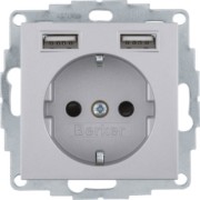 Steckdose SCHUKO/USB B.3, alu matt 48031404 