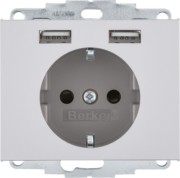 Steckdose SCHUKO/USB K.x, alu matt 48037003 