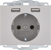 Steckdose SCHUKO/USB K.x, edelstahl 48037004 