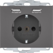Steckdose SCHUKO/USB K.x, anthrazit mt. 48037006 