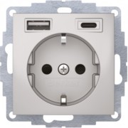 Steckdose SCHUKO/USB alu matt, lackiert 48041404 
