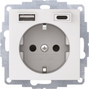 Steckdose SCHUKO/USB polarweiß matt 48041909 