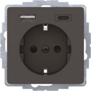 Steckdose SCHUKO/USB anth samt, lackiert 48046086 