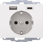 Steckdose SCHUKO/USB polarweiß glänzend 48047009 