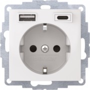 Steckdose SCHUKO/USB polarweiß glänzend 48048989 