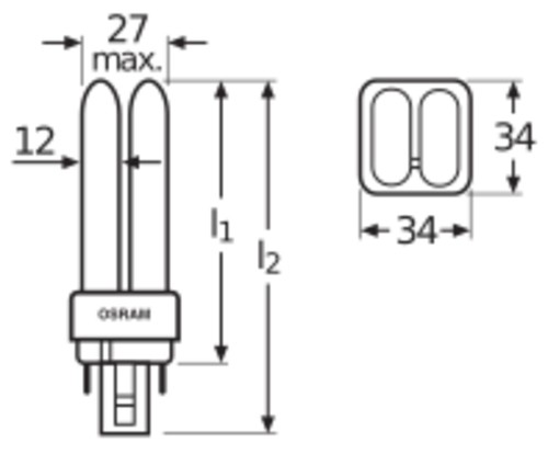 OSRAM LAMPE Kompaktleuchtstofflampe DULUX D/E10W/830 