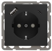 Steckdose mit USB Ladegerät sw D 6511.193 SI CA 