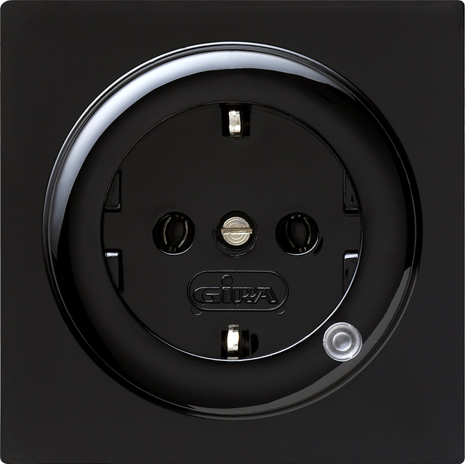 Schuko-Steckdose sw m.Beleucht., S-Color 018247 