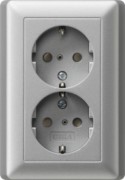 Schuko-Doppelst.dose alu 078326 