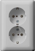 SCHUKO-Steckdose 2-f. SH+Vollpl. grau 0783015 