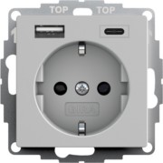 Steckdose+USB Grau 2459015 