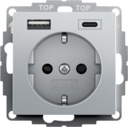 Steckdose+USB Alu 245926 