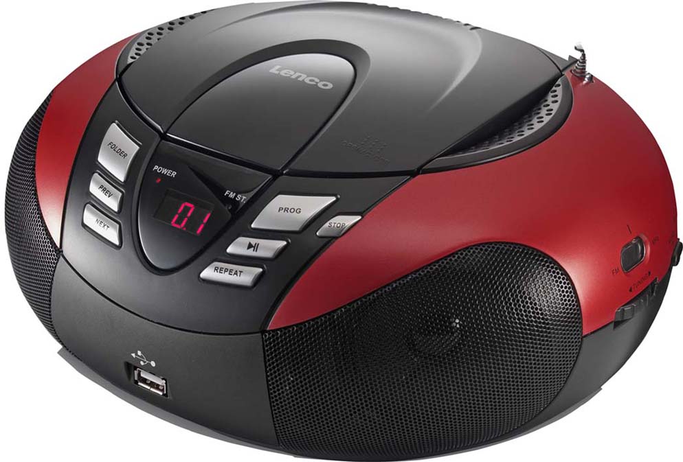 LENCO UKW-Radio m.CD tragbar UKW,rot SCD-37 USB red 