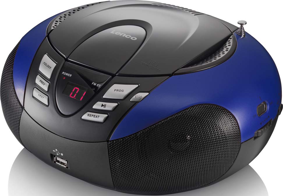 LENCO UKW-Radio m.CD tragbar USB,blau SCD-37 USB blue 