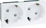 SCHUKO-Steckdose 2-fach ws 16A 250V 2-pol.45G D 6212.02 EMS SI WI 