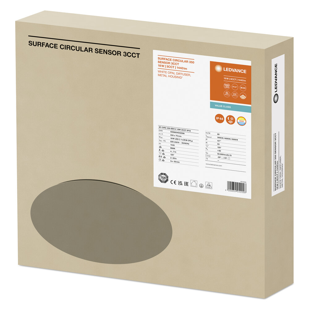 LED-Wand-u.Deckenleuchte Multicolor, Sensor SFCIRC350SENV18W3CCT 