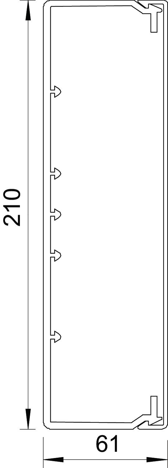 Wand+Deckenkanal m.Obert. 60x210mm,PVC WDK60210RW 