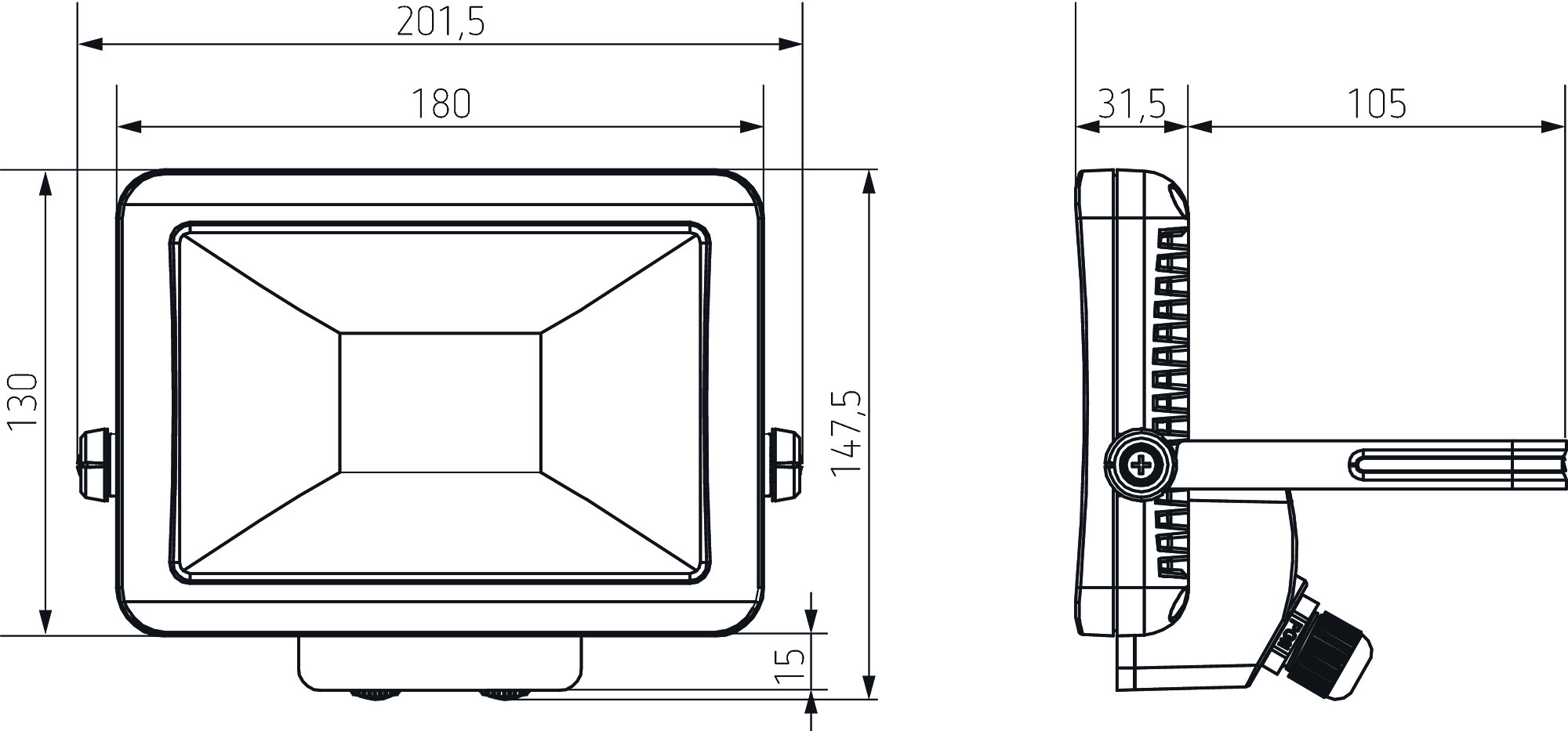 LED-Strahler f.Wandmontage 20 Watt, sw theLeda B20L BK 