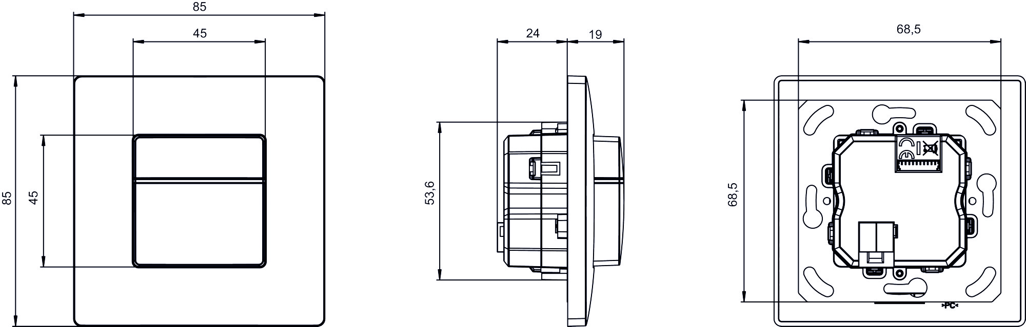 Bewegungsmelder Wandmontage theMura S180 KNX UP 