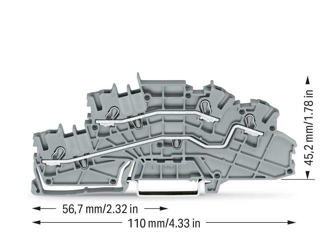 Installationsetagenklemme 4mm² grau L/L 2003-6642 