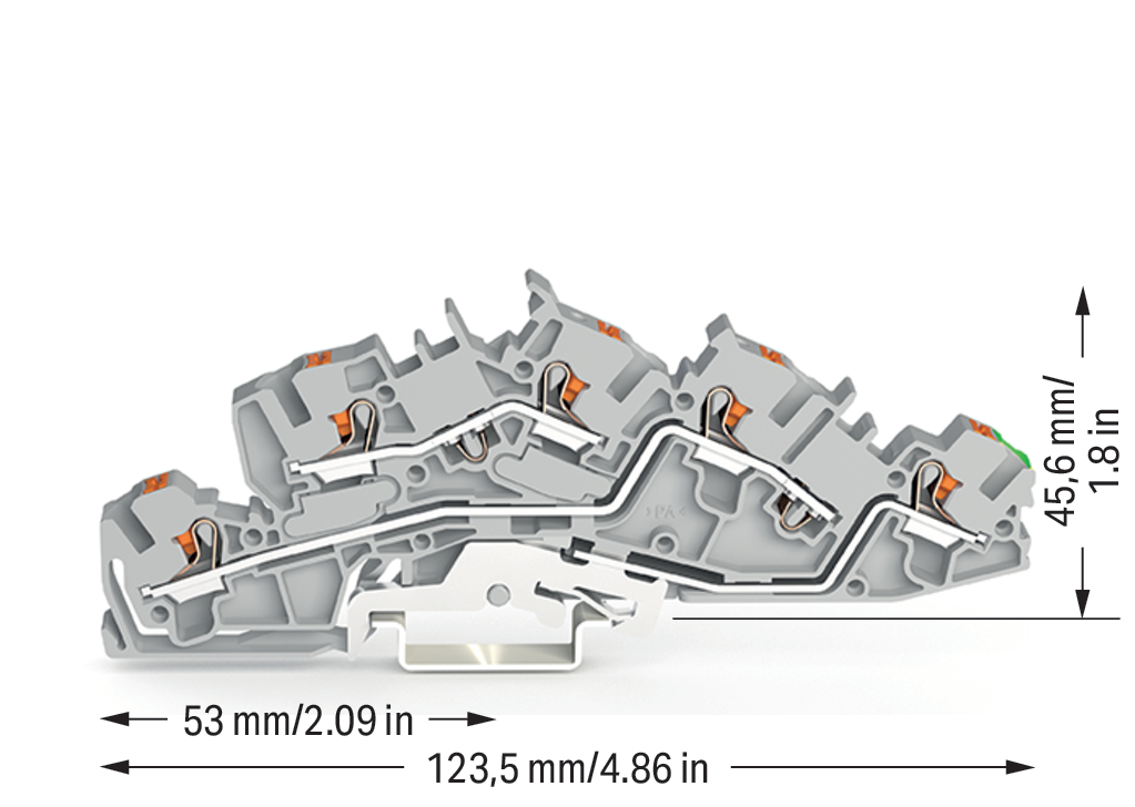 Installationsetagenklemme 4 mm² mit Drücker 2205-7645 