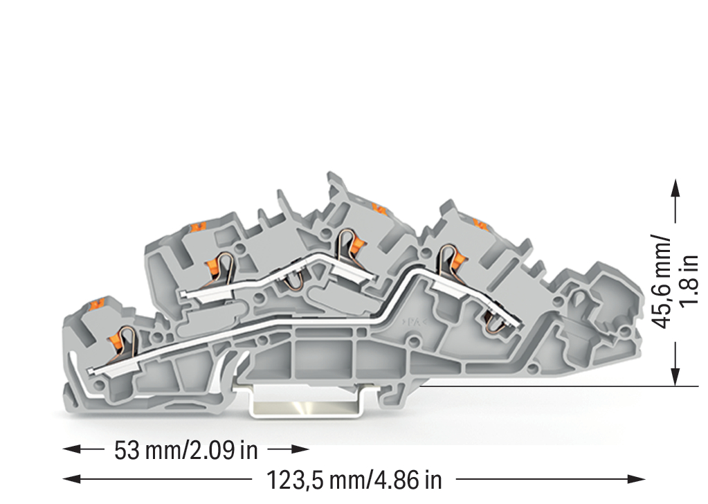 Installationsetagenklemme 4 mm² mit Drücker 2205-7642 