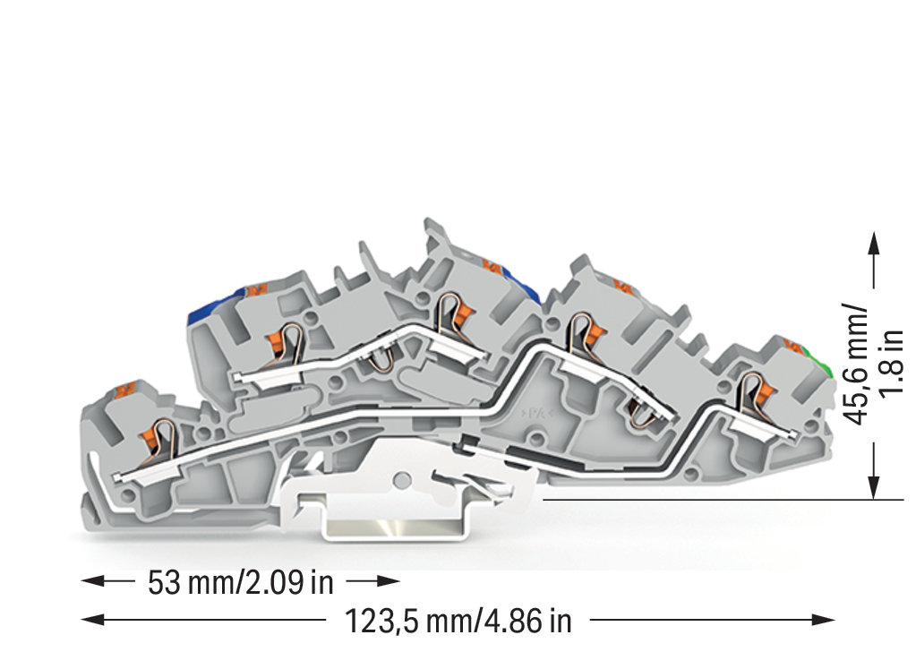 Installationsetagenklemme 4 mm² mit Drücker 2205-7646 