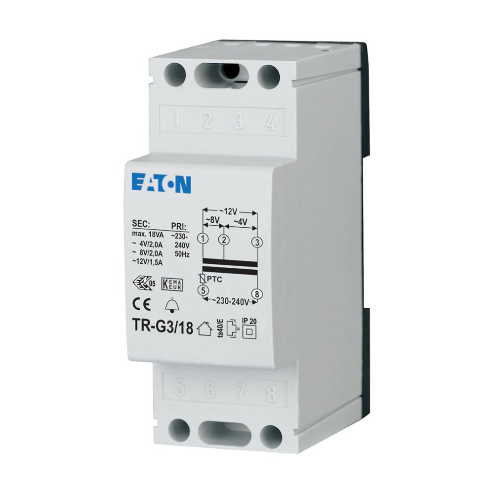 Eaton Klingeltransformator 4-8-12V/2A TR-G3/18 
