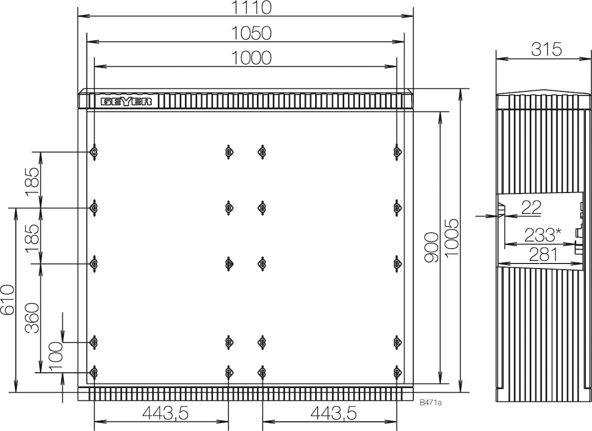 Kabelverteilerschrank Montagepl. FB4,BH6 SL102P 