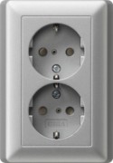 Schuko-Doppelst.dose alu 078326 