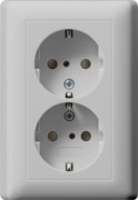 SCHUKO-Steckdose 2-f. SH+Vollpl. grau 0783015 