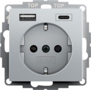 Steckdose+USB Alu 245926 