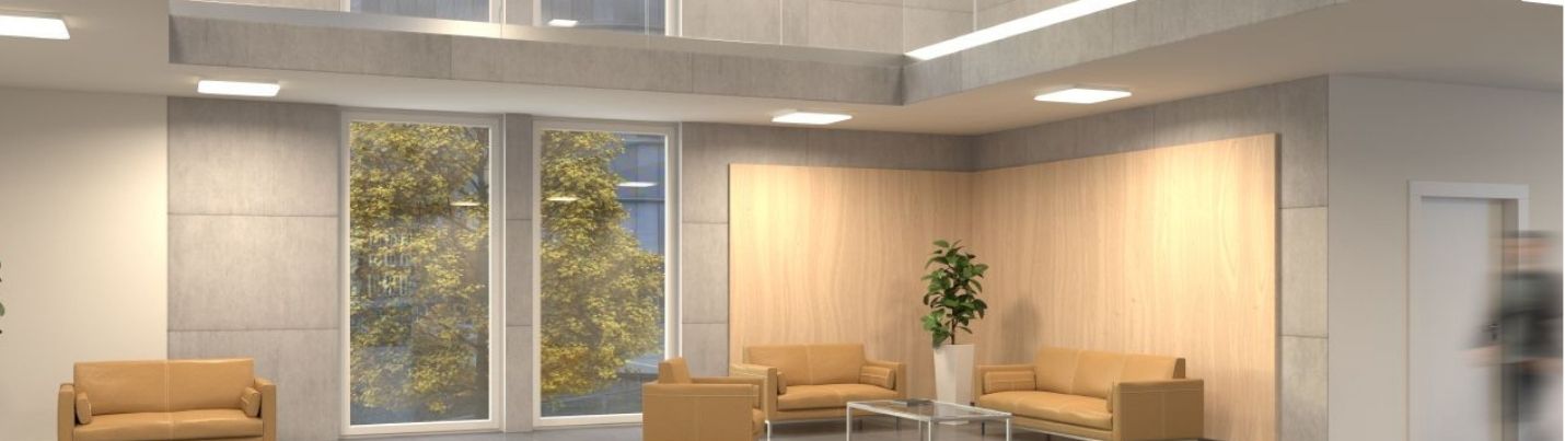 Ein Foyer mit Deckenleuchten Mondana