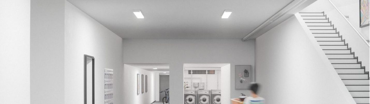 Ein Raum mit LED-Wand- und Deckenleuchte PLANIA 