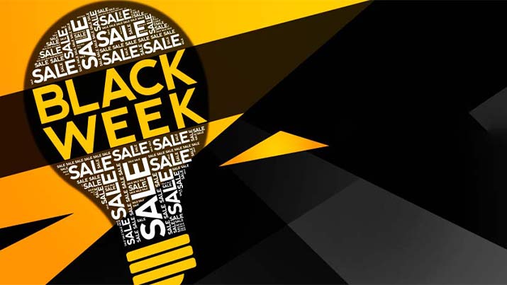 Banner in orange und schwarz mit angedeuteter Glühbirne