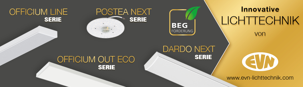 Banner von EVN mit verschiedenen LED-Leuchten