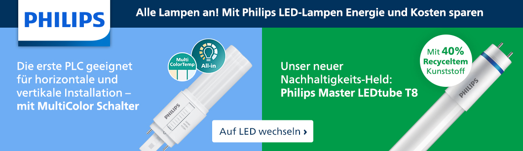Bannerbild mit T8-Leuchte und PLC-Schalter von Signify