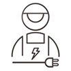 Icon zeigt Männchen als Symbol für Prüfung ortsveränderlicher Geräte