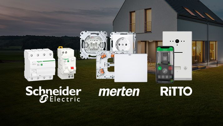 Verschiedene Artikel der Marken Schneider Electric, Merten und Ritto
