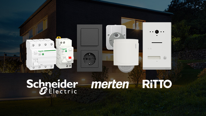 Verschiedene Artikel der Marken Schneider Electric, Merten und Ritto