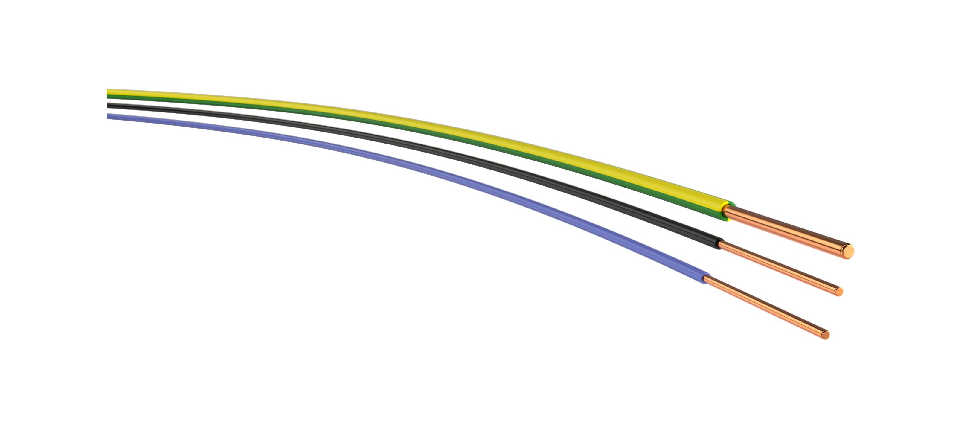 Einzeladern mit Kupferleitern und farbiger Isolierung für Elektro‑ und Energietechnik